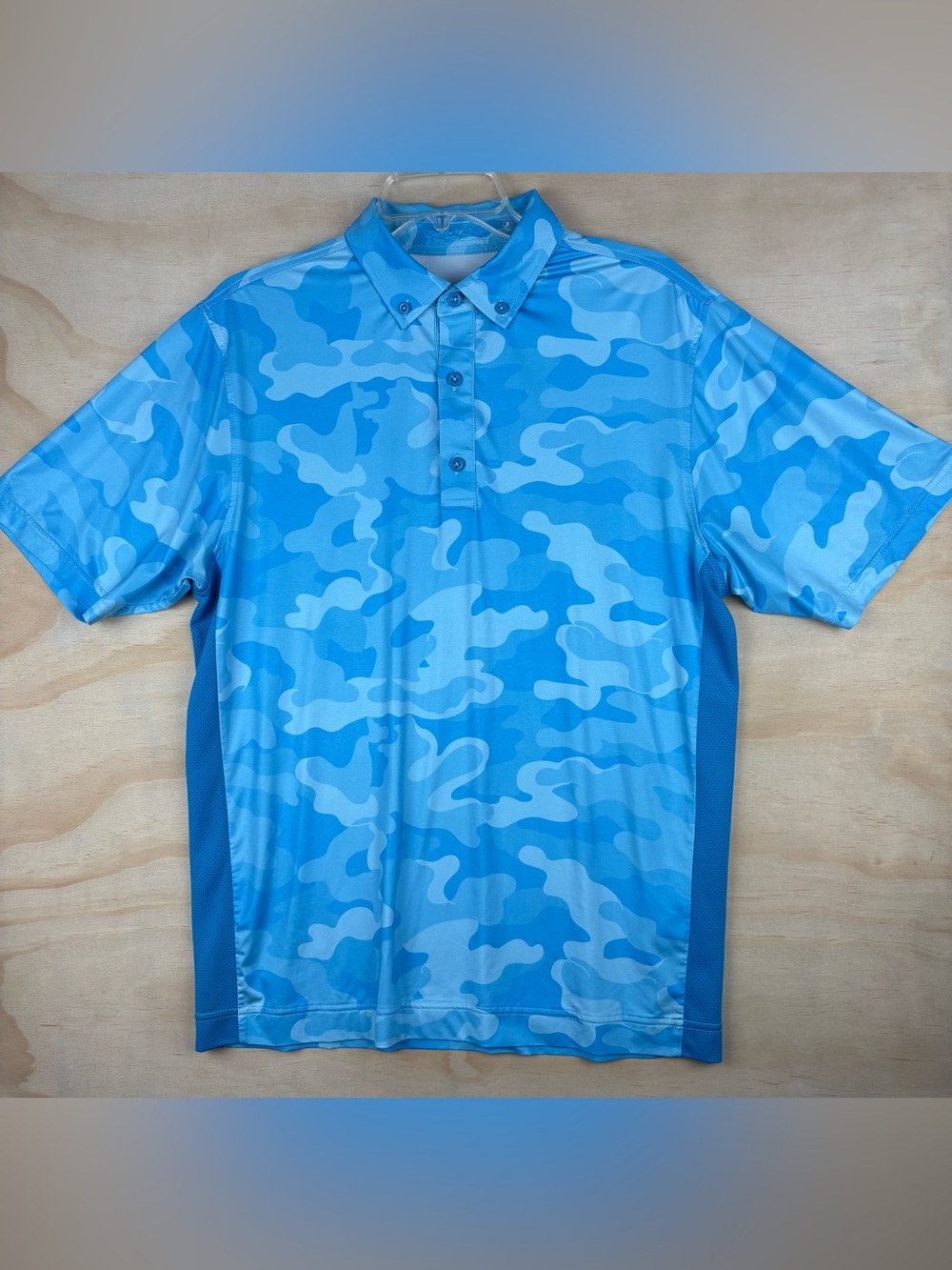 Deolax Golf Polo Light Blue Camouflage Golf Shirt Men’s Size Medium